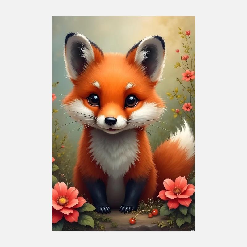 Fuchs in freier Wildbahn - Poster 20x30 cm - Weiß