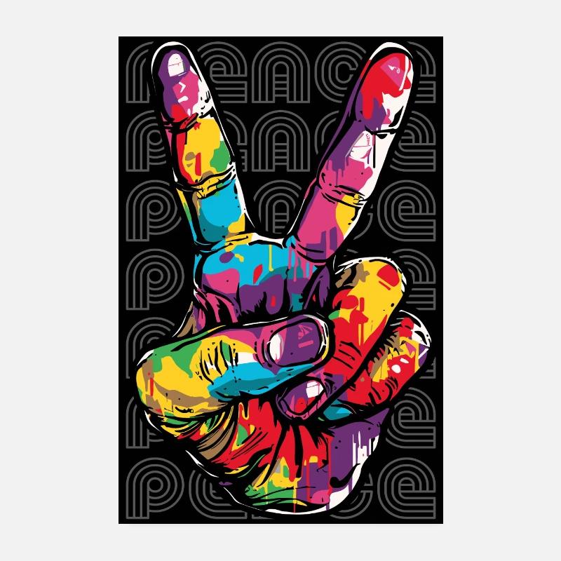 Peace Graffiti Hand Sign Mural Poster 8" x 12" (20x30 cm)