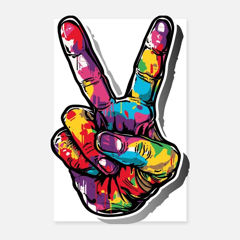 Peace Graffiti Hand Sign Sprayer Poster 8" x 12" (20x30 cm)