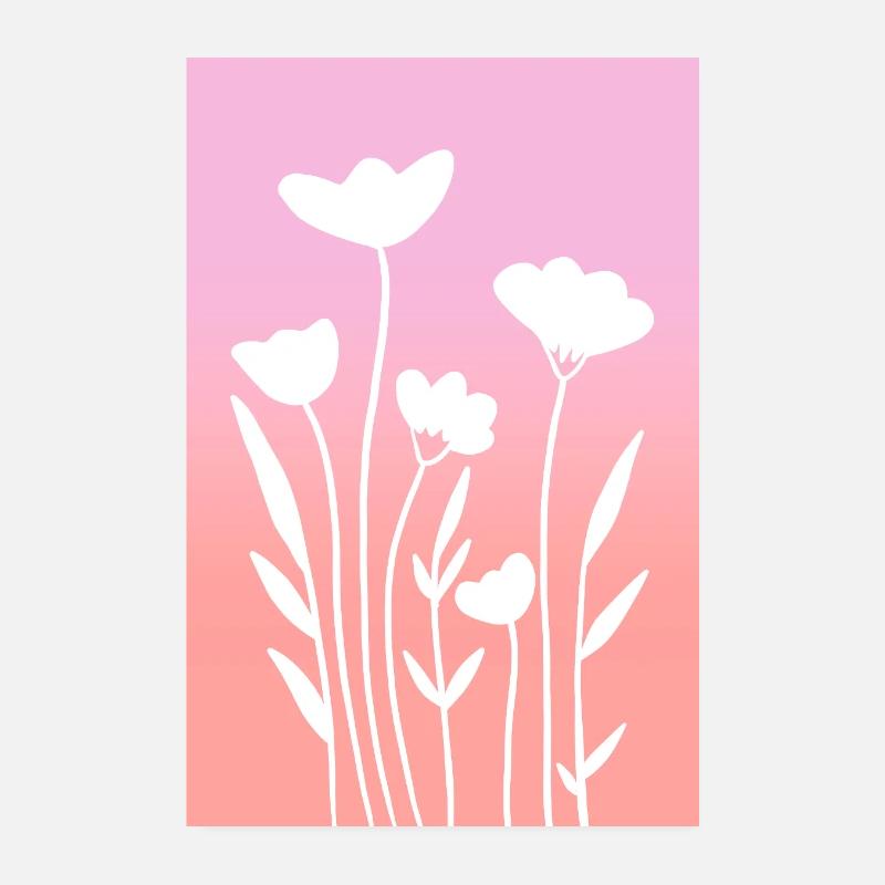 Gradient flowers rosa Poster 20x30 cm