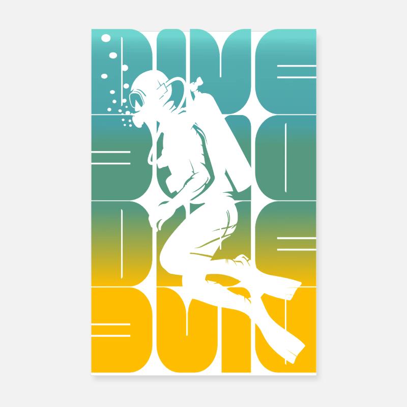 Diving diver scuba silhouette Poster 8" x 12" (20x30 cm)