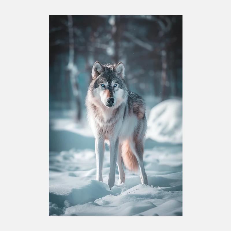 Wolf Winterlandschaft Schnee Natur Poster 20x30 cm