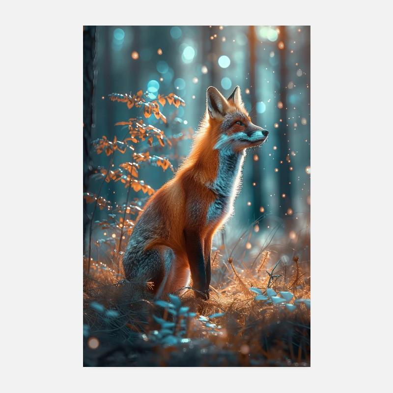 Fox in the Enchanted Forest Light Play Poster 8" x 12" (20x30 cm)