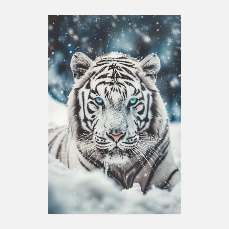 Weißer Tiger Schnee Winter Poster 20x30 cm