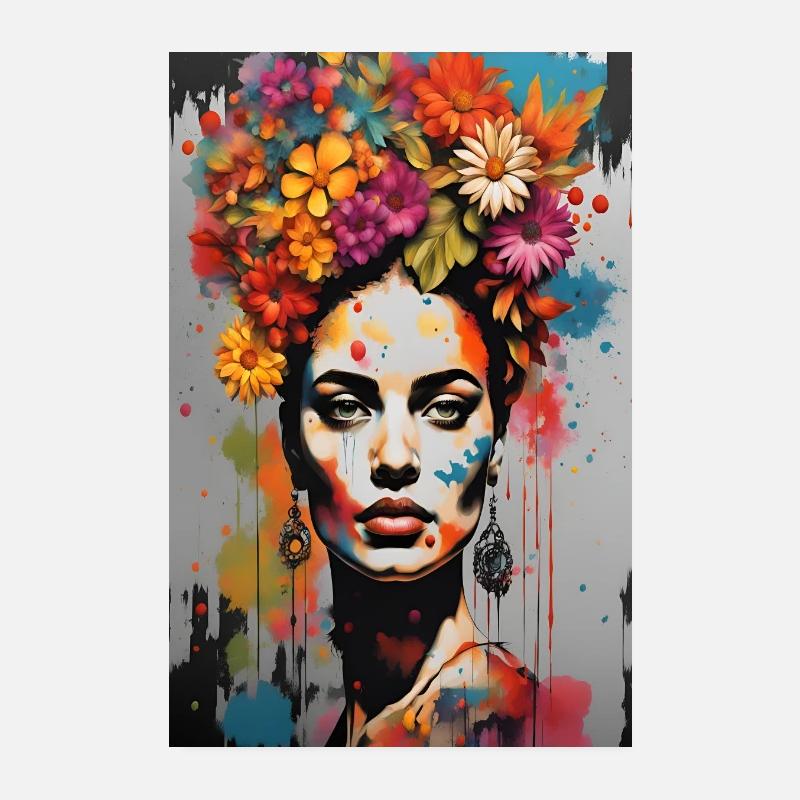 Femme fleur Poster 20 x 30 cm