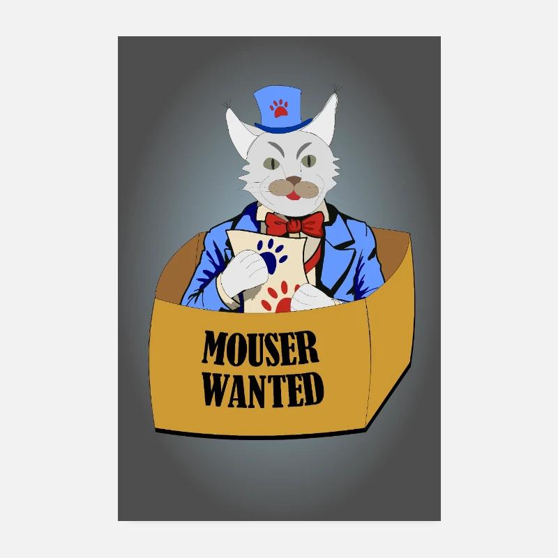Lustiges Bild mit Katze - Mäusefänger gesucht Poster 20x30 cm