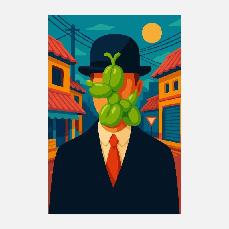 Mann (mit einem geschwollenen Hund) Poster 20x30 cm