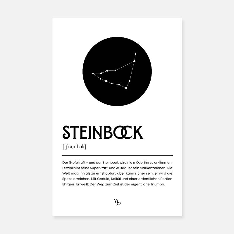 Sternzeichen STEINBOCK Poster Zodiac - Poster 20x30 cm - Weiß