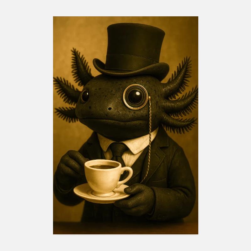 Sophisticated Axolotl Brew Poster 8" x 12" (20x30 cm)