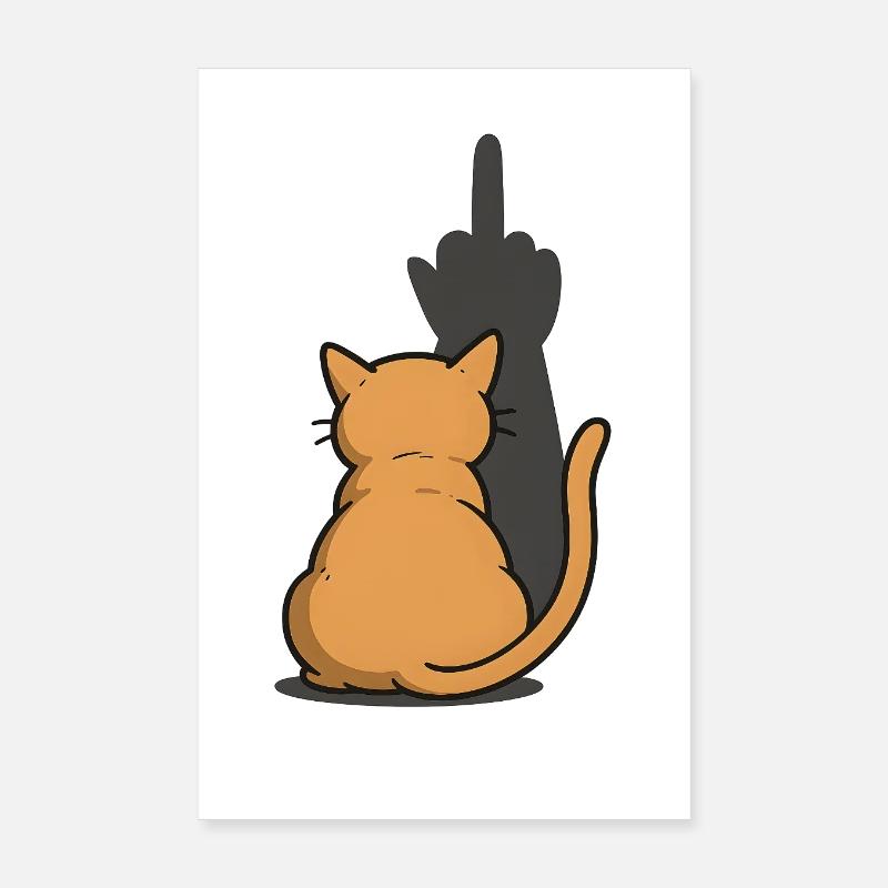 Cat Middle Finger Shadow Poster 8" x 12" (20x30 cm)