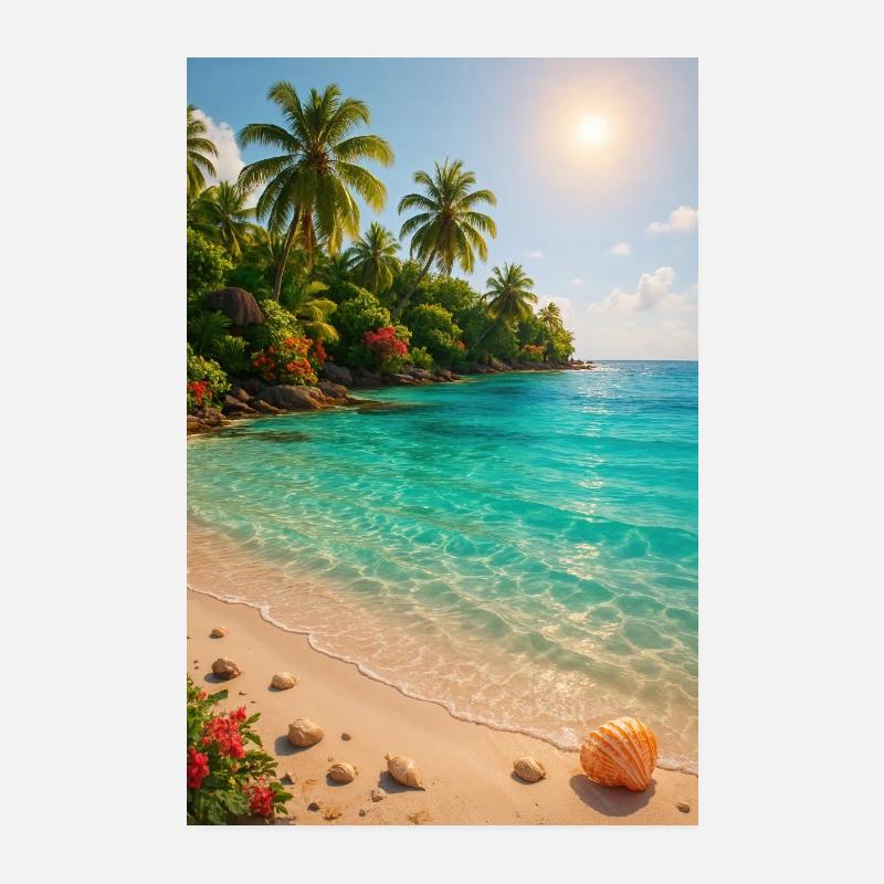 Plage de rêve et ambiance de vacances Poster 20 x 30 cm
