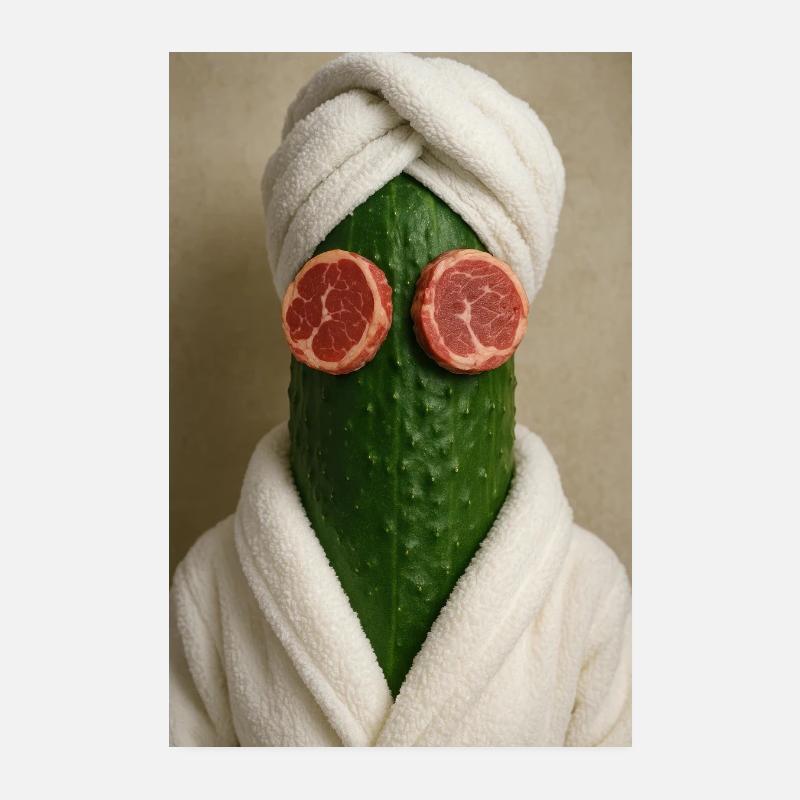Cucumber Spa Day Gone Wrong Poster 8" x 12" (20x30 cm)