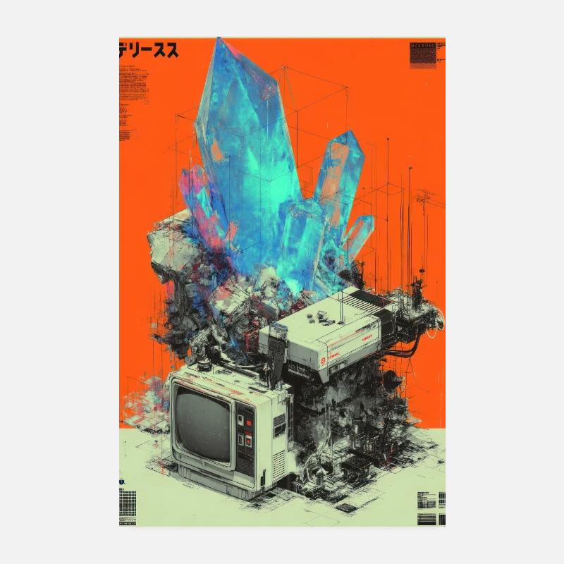 Retro-Tech-Kristallfusion Poster 20x30 cm