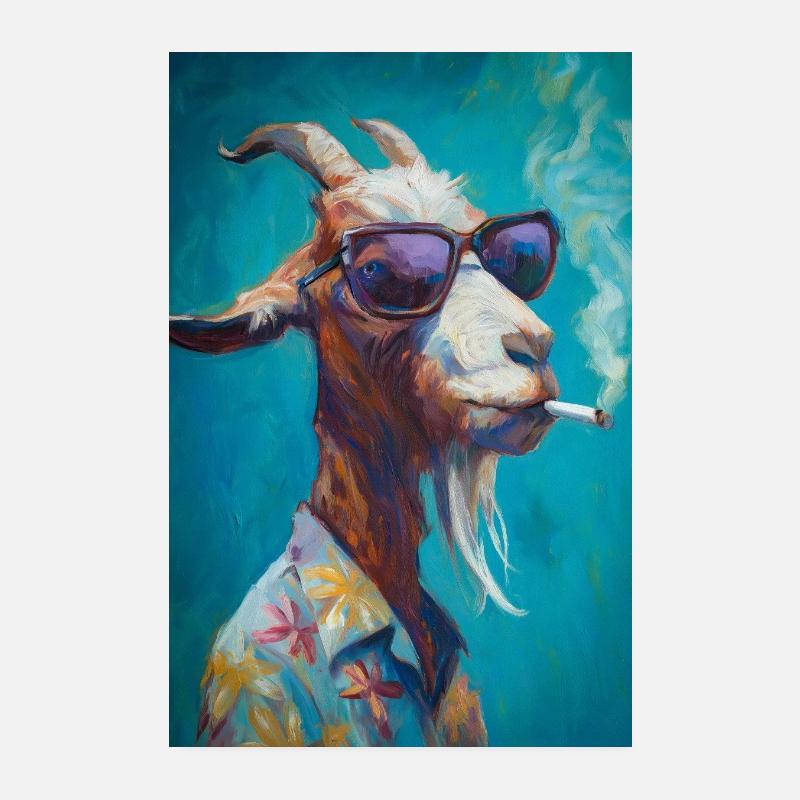 Chill Goat dans les ombres Poster 20 x 30 cm