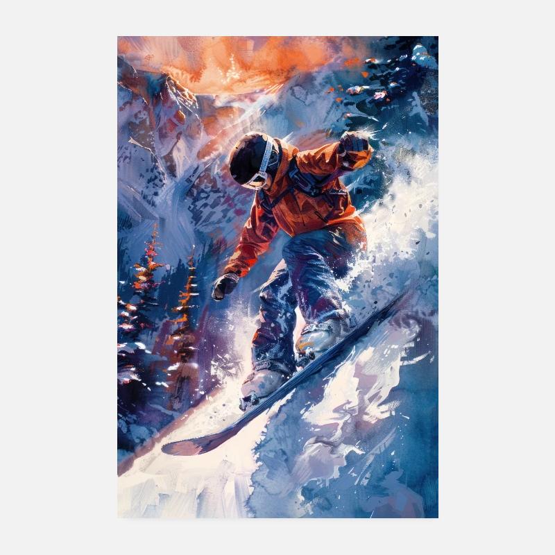 Art épique de l’aventure en snowboard Poster 20 x 30 cm