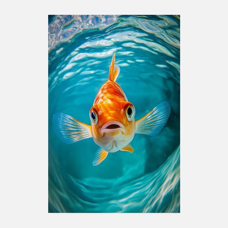 Regard curieux de poisson rouge Poster 20 x 30 cm