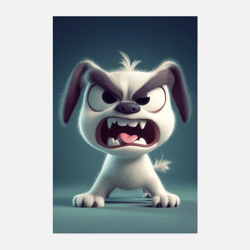 Mode Rage de chien de dessin animé Poster 20 x 30 cm