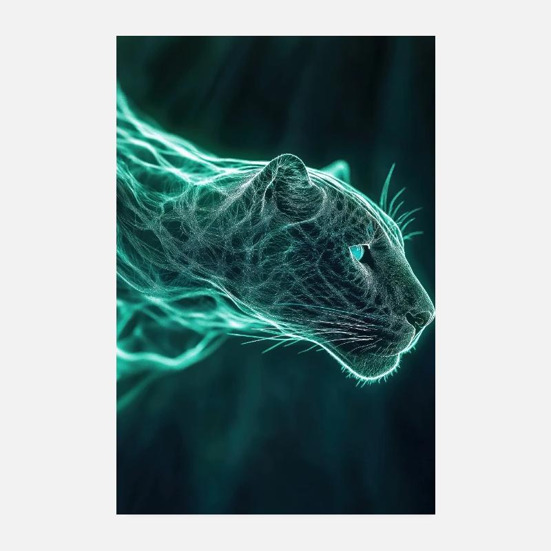 Neonfarbene Jaguar-Geistform Poster 20x30 cm