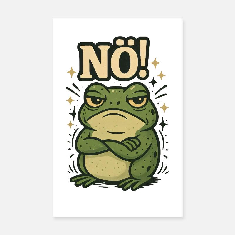 Statement Frosch Nö Fun Design Nein - Poster 20x30 cm - Weiß