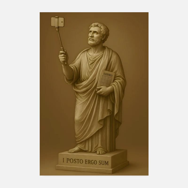 Philosophe baroque avec perche à selfie - Poster 20 x 30 cm - blanc