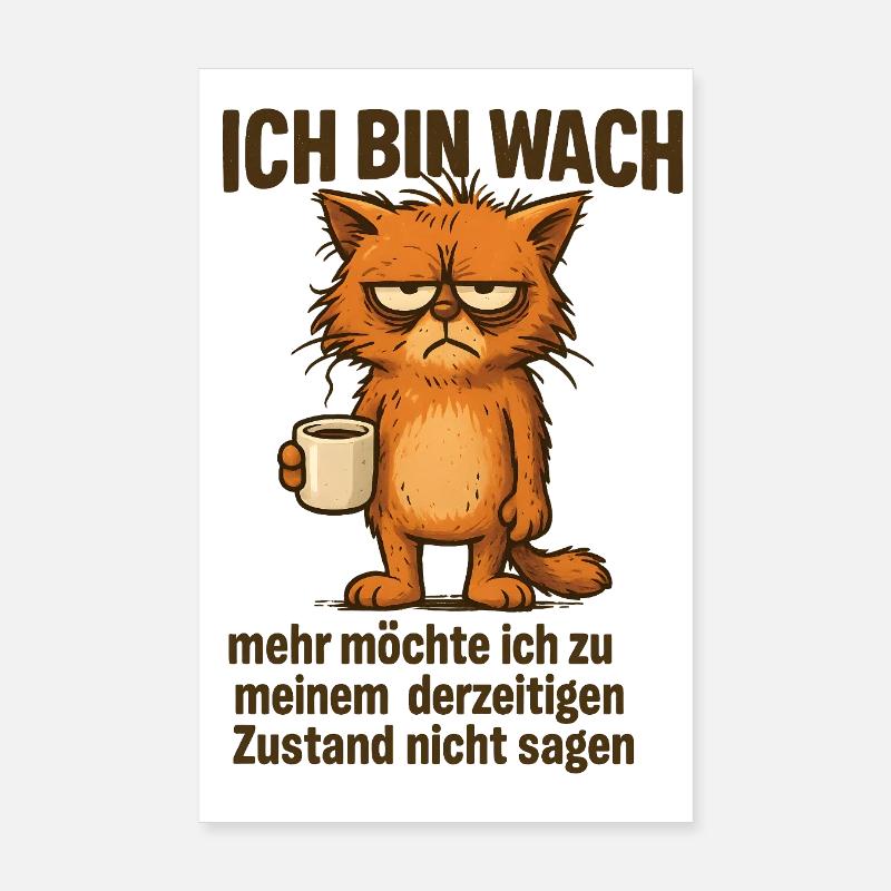 I'm awake coffee cat Poster 8" x 12" (20x30 cm)