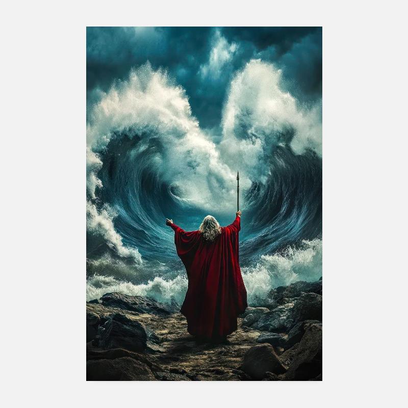 Divine Force Splits the Sea Poster 8" x 12" (20x30 cm)