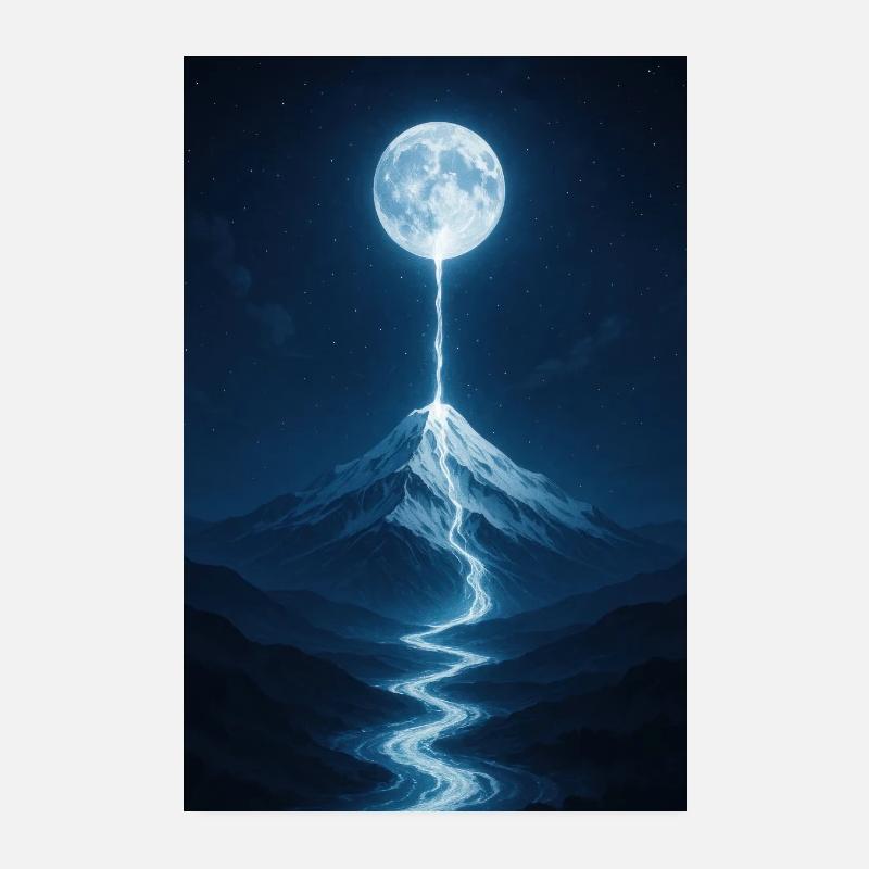 Fleuve de lumière de la lune Poster 20 x 30 cm