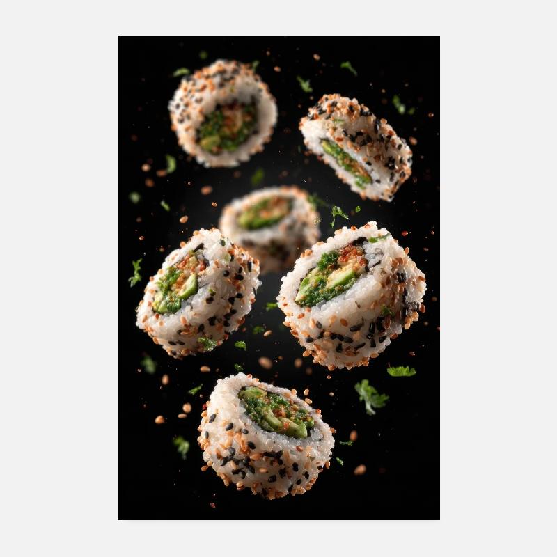 Sesam-Sushi-Rollen-Explosion Poster 20x30 cm