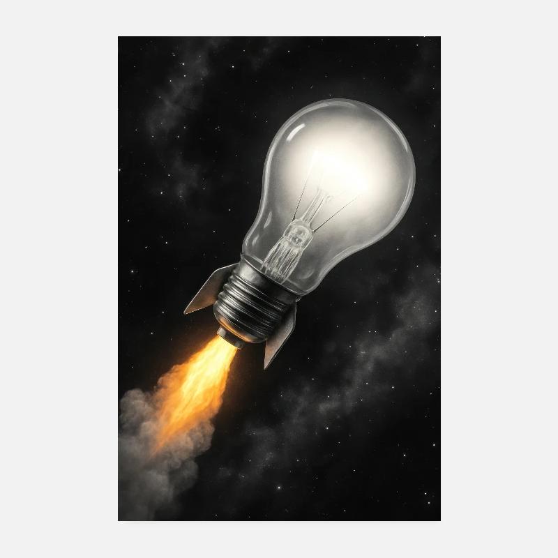 Rocket-Powered Bright Idea Poster 8" x 12" (20x30 cm)