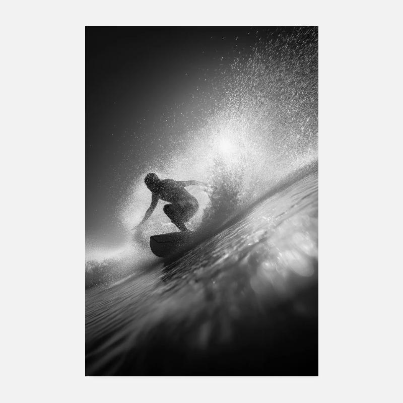 Black & White Surf Explosion Poster 8" x 12" (20x30 cm)