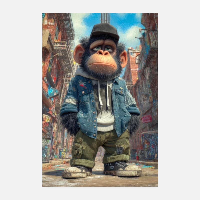 Singe urbain avec style urbain Poster 20 x 30 cm