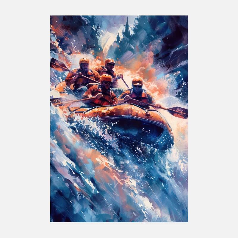Team Rush Through Wild Rapids Poster 8" x 12" (20x30 cm)