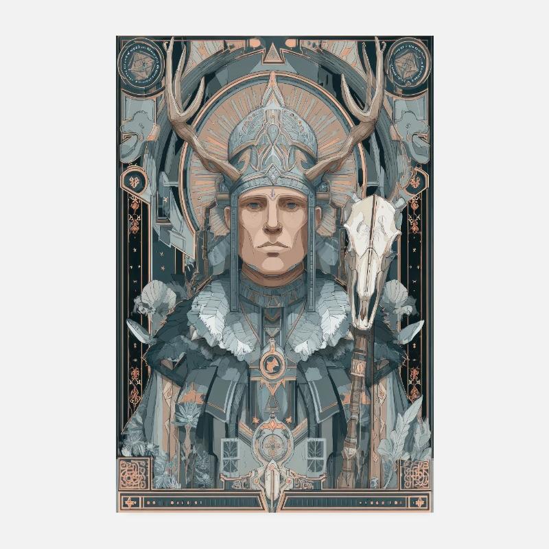 Geweih-Krieger Jugendstil Poster 20x30 cm