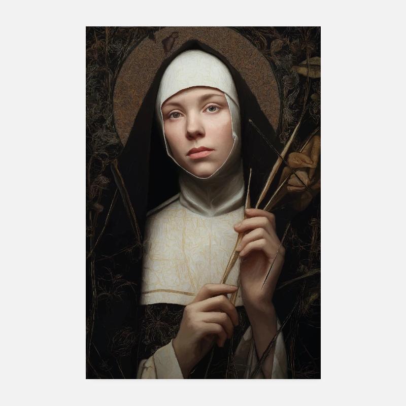 Serene Nun Portrait Poster 8" x 12" (20x30 cm)