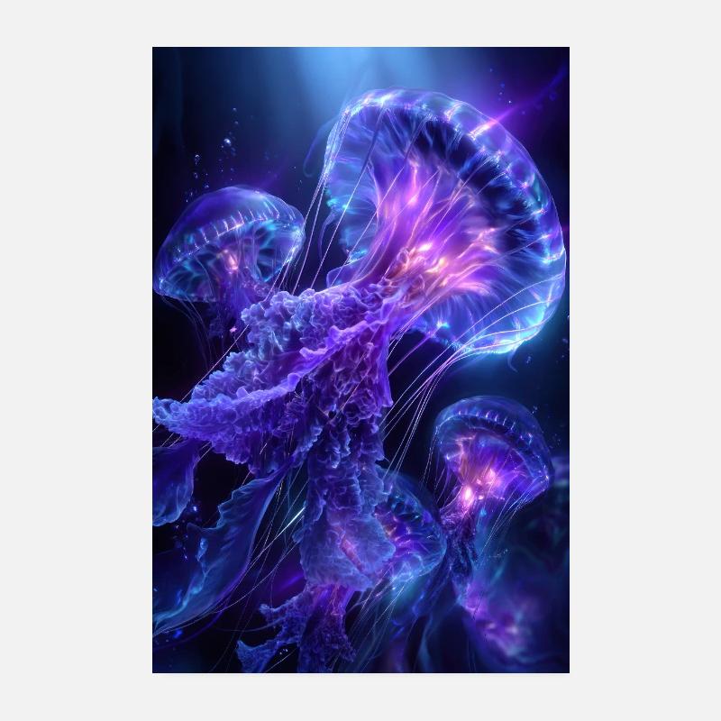 Neon Glow Qualle Poster 20x30 cm
