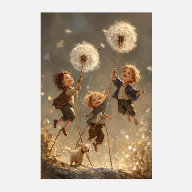 Joyful Dandelion Adventure Poster 8" x 12" (20x30 cm)