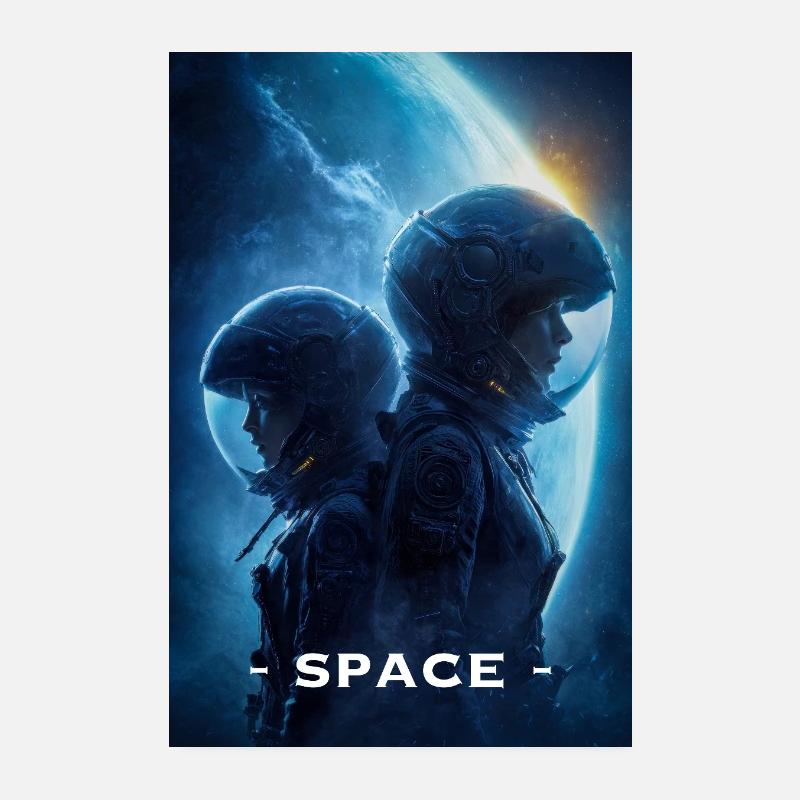 Astronauts in Deep Space Poster 8" x 12" (20x30 cm)