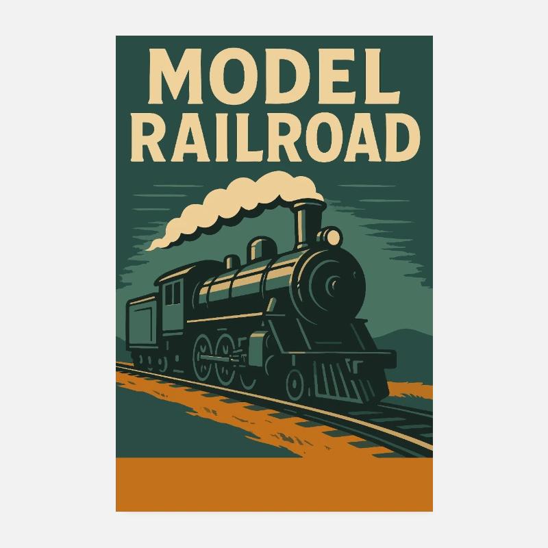 Modellbahn Zug Illustration Poster 20x30 cm