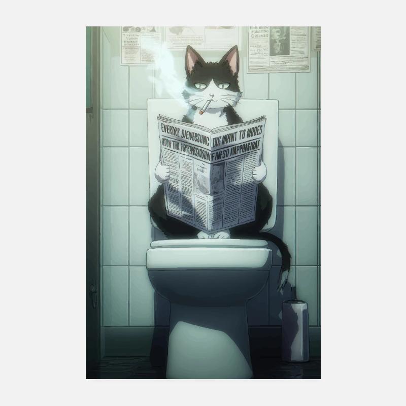 Cool Cat’s Morning Routine Poster 8" x 12" (20x30 cm)