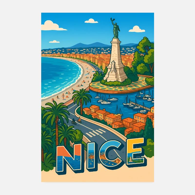 Nice Iconic View with Statue and Sea Poster 8" x 12" (20x30 cm)