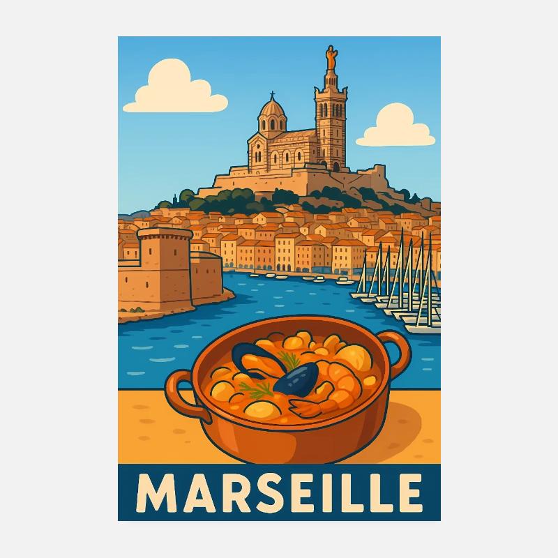 Marseiller Küche in einer ikonischen Landschaft Poster 20x30 cm