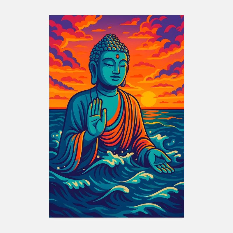 Serene Buddha by Sunset Poster 8" x 12" (20x30 cm)