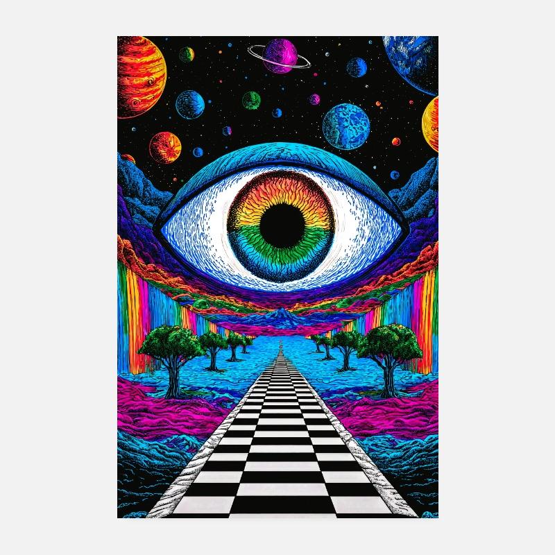 Psychedelic Cosmic Eye on Astral Path Poster 8" x 12" (20x30 cm)