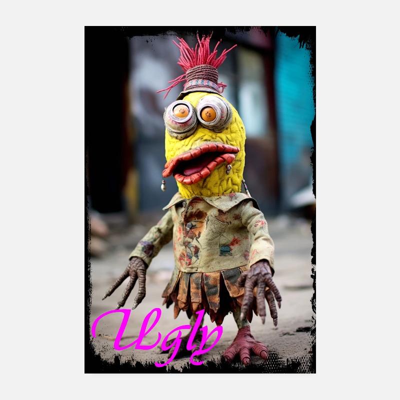 Expressive Trash Character Doll Illustration Poster 8" x 12" (20x30 cm)