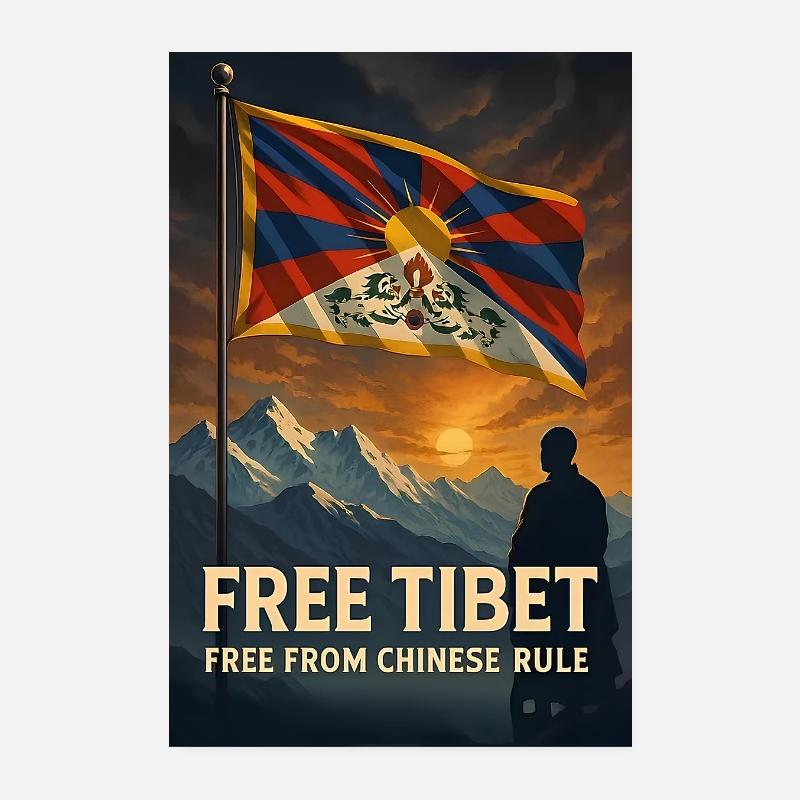 FREE FROM CHINESE RULE Poster 8" x 12" (20x30 cm)