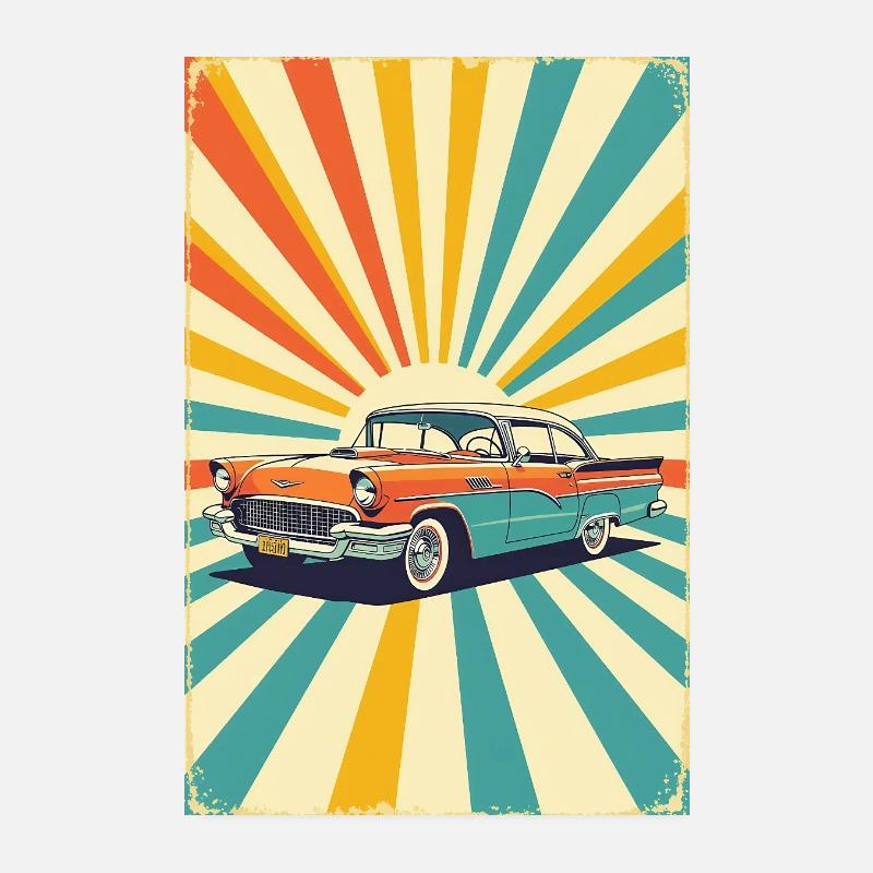Retro Cruiser - Poster 8" x 12" (20x30 cm) - white