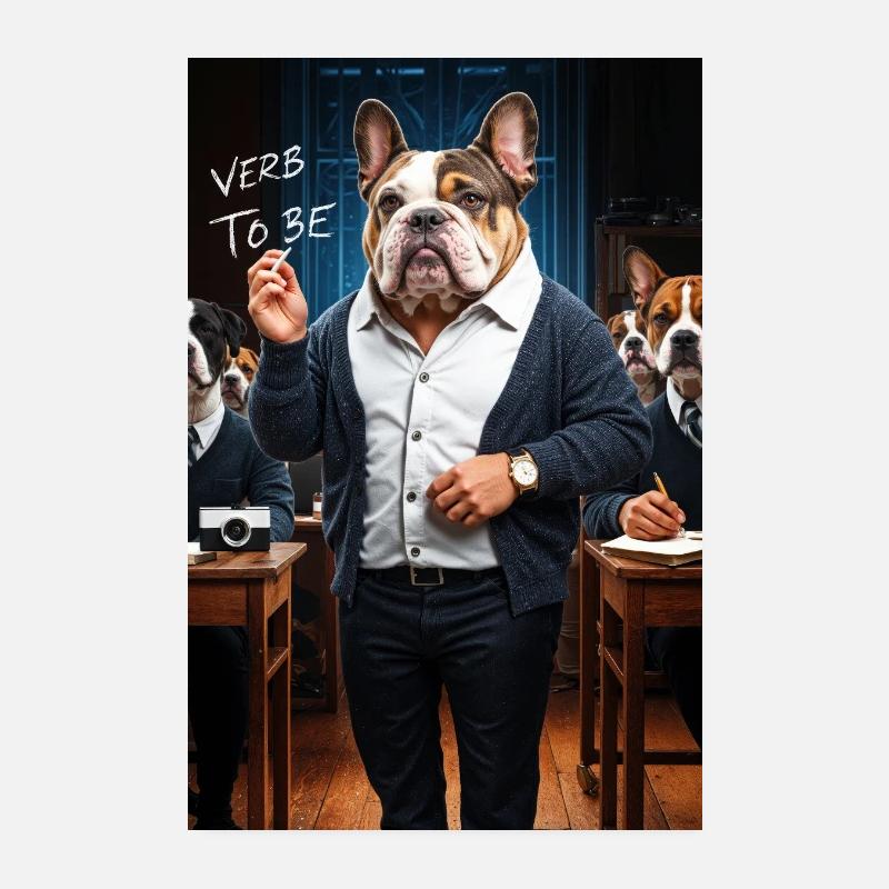 Bouledogue anglais Professeur humanoïde Poster 20 x 30 cm