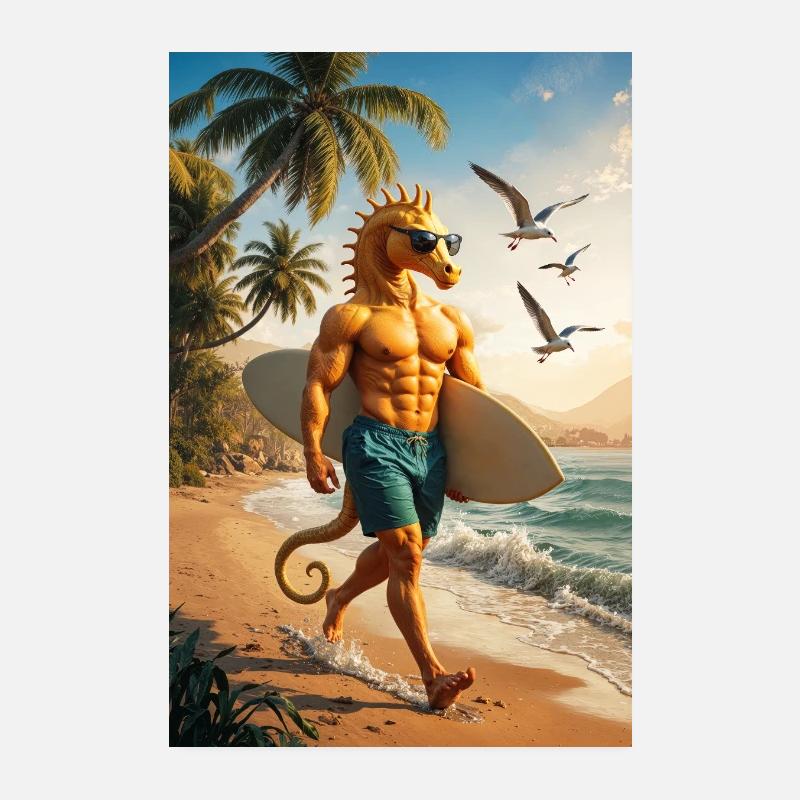 Surfer Humanoides Seepferdchen Poster 20x30 cm