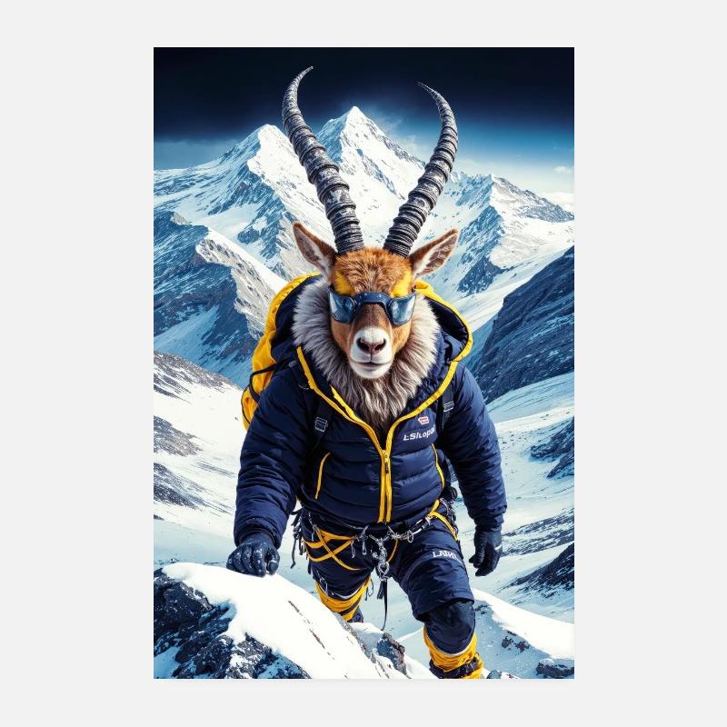 Chèvre de montagne Alpiniste humanoïde Poster 20 x 30 cm