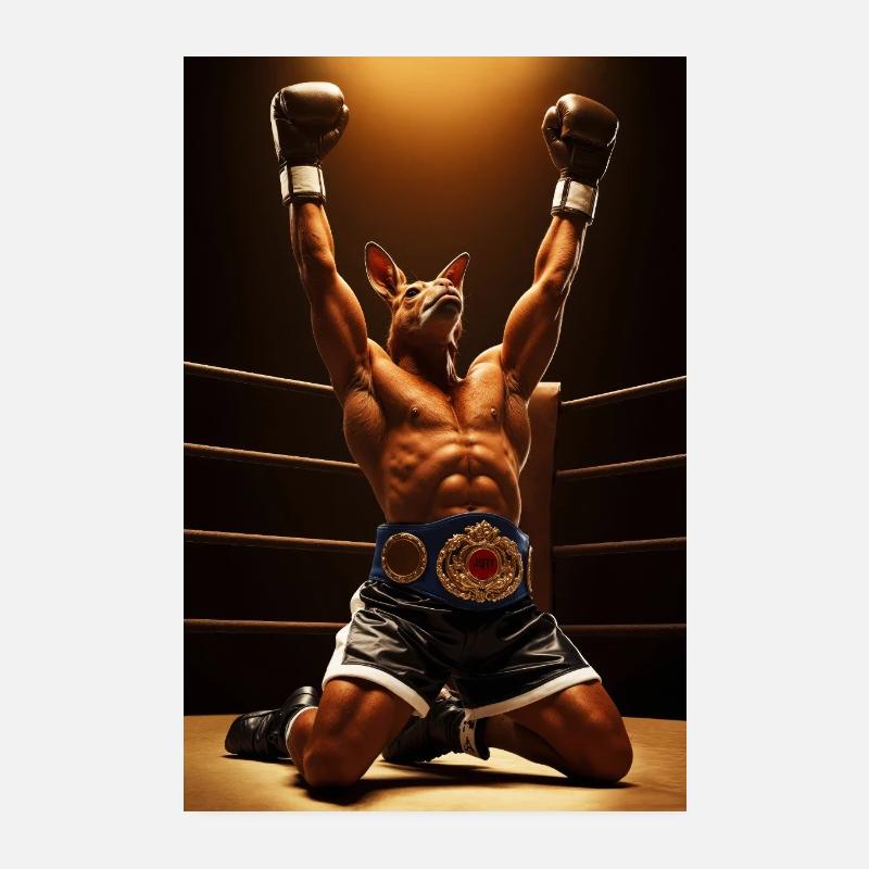 Champion Känguru Humanoider Boxer Poster 20x30 cm
